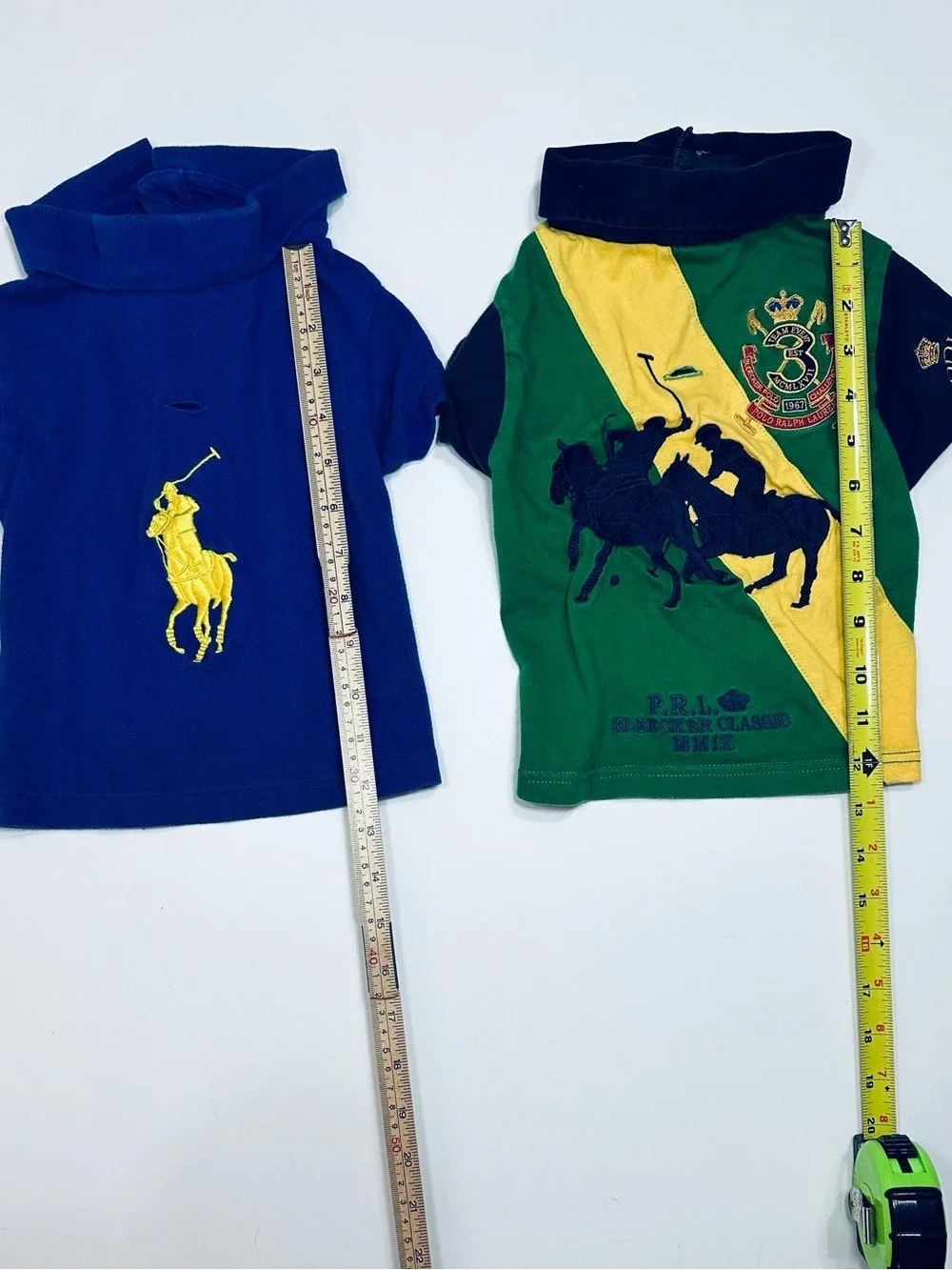 RALPH LAUREN DOG POLO SHIRT LOT OF 2 LARGE BIG PONY PET CLOTHES BLUE GREEN